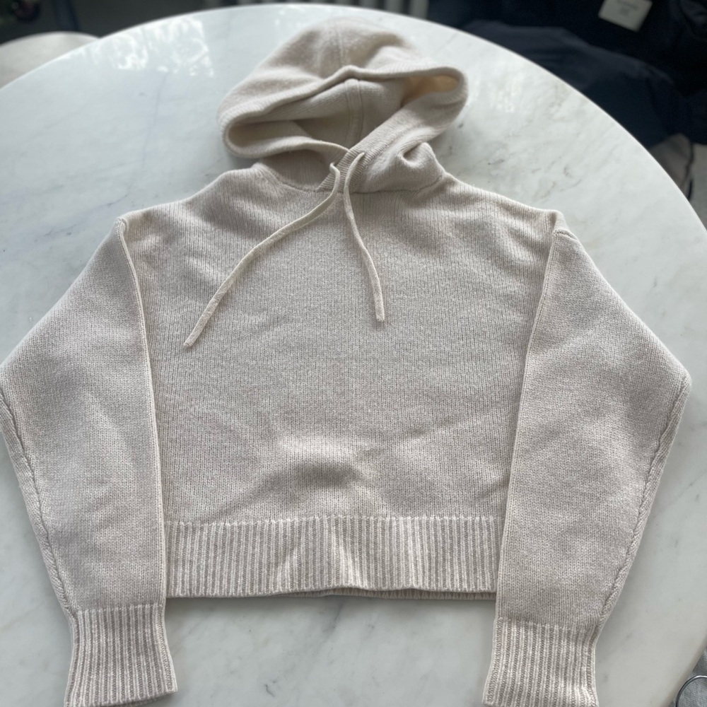 Babaton Cream Knit Hooded Sweater